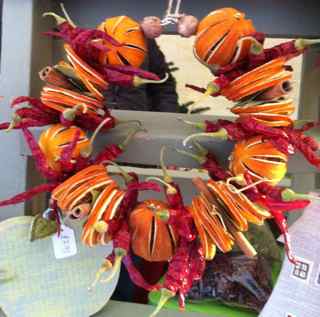 Christmas wreath with dried oranges